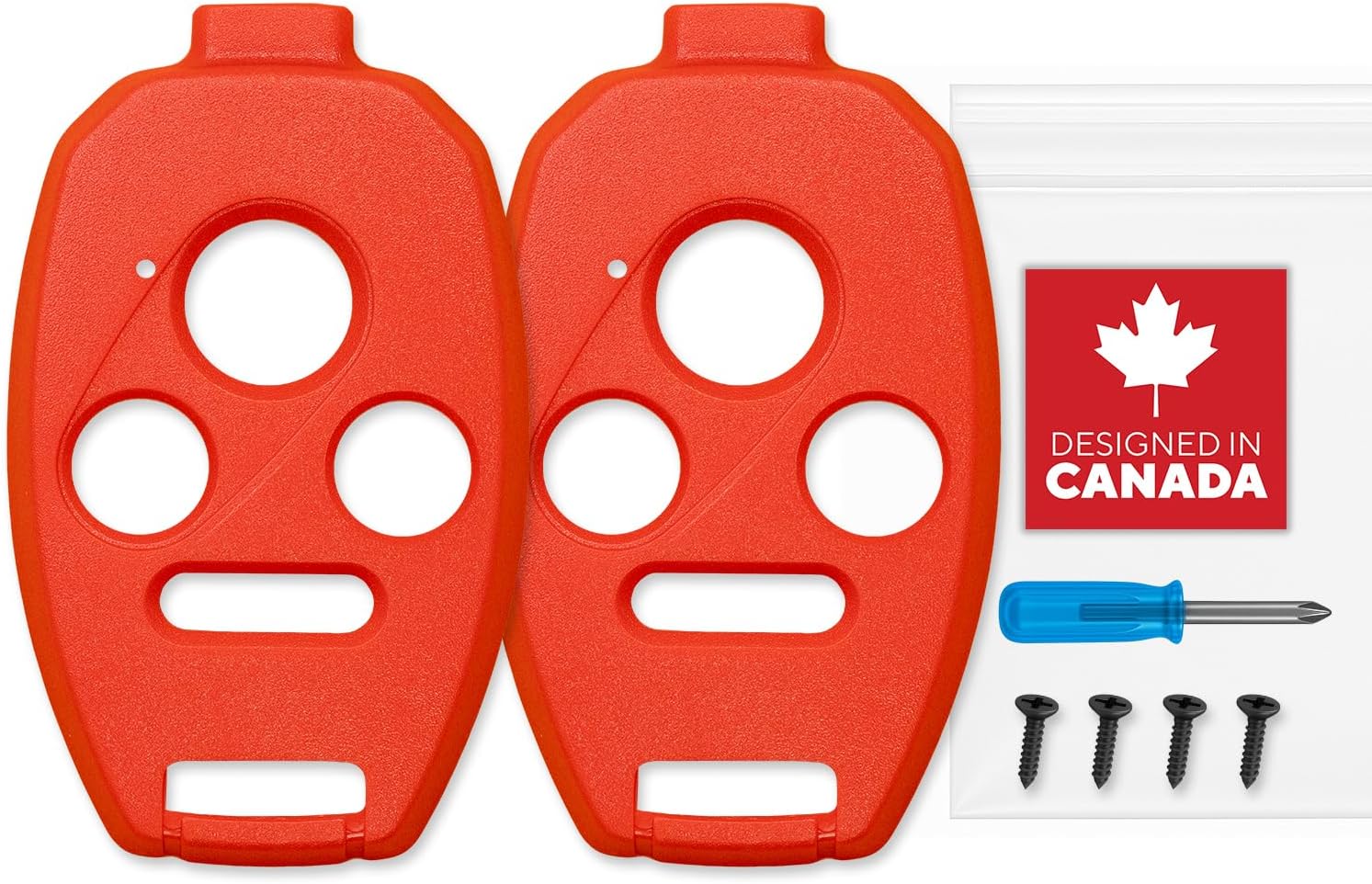 Cutting NOT Required for Honda Key Fob Cover Shell for Civic Accord CRV Pilot Element - Custom Fit Durable Design Easy Installation by StandardAutoPart (4 Button) (Pack of 2) (Red)