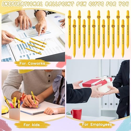 Miniatura 6 de 50 unidades de regalos de agradecimiento a los empleados, bolígrafos inspiradores, citas motivacionales, bolígrafos con cara sonriente, lindo