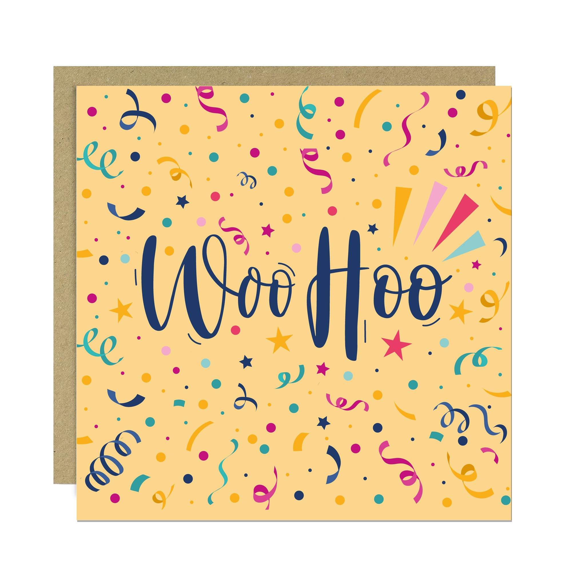 RED OCEAN Congratulations Card Passed Exams Graduation Congrats Card For Daughter Son New Job Retirement Well Done Appreciation Cards 145x145mm With Kraft Envelope (Woohoo - Yellow)