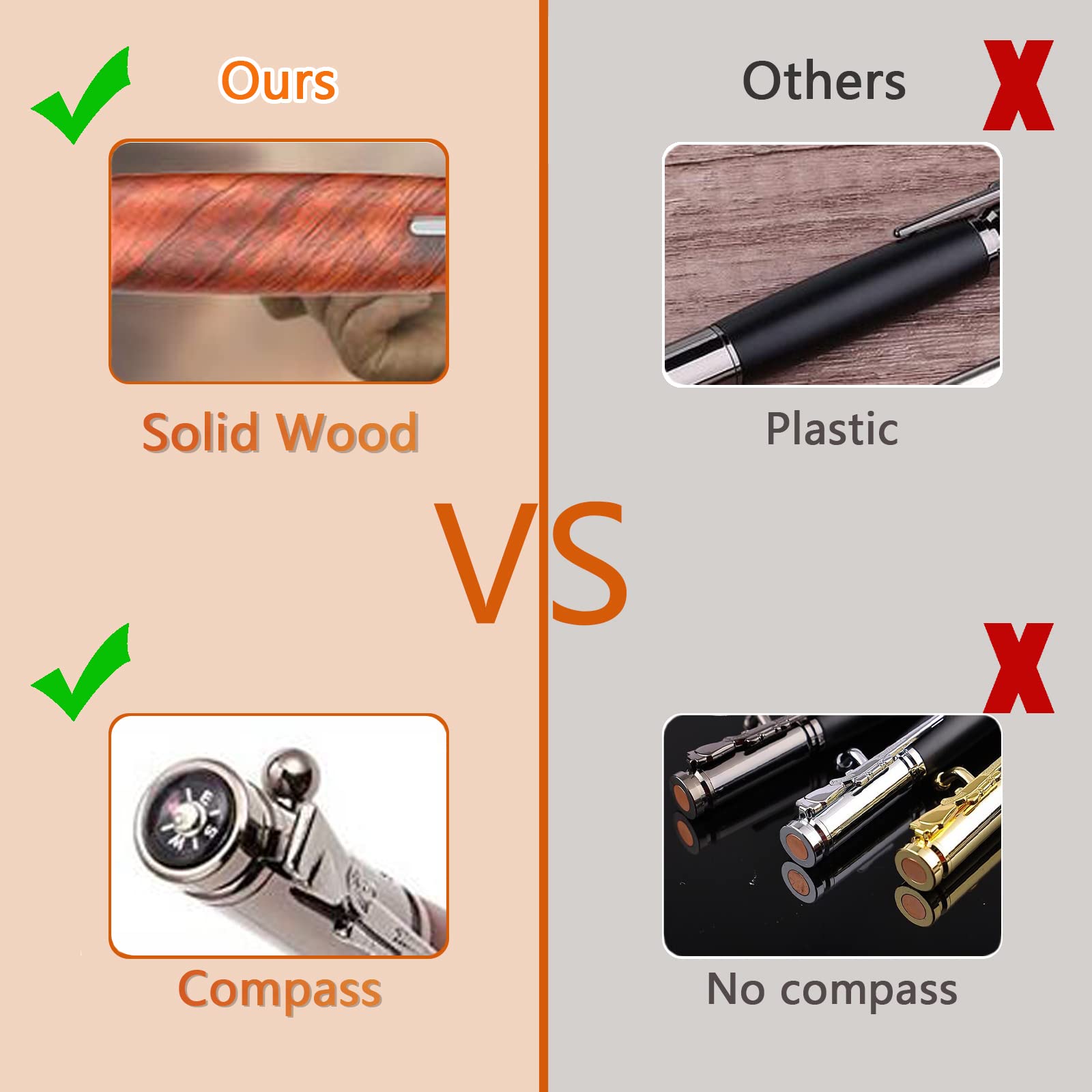 Bolt Action Pen Ballpoint Pen with Compass Rifle Clip Extra Refills Office Decor Gift for Dad Colleague Boyfriend — view 2