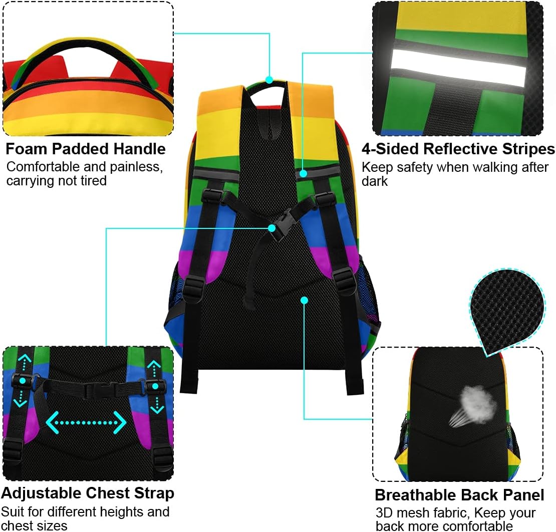 Bolaz Backpack Bookbag Rainbow Flag School Bag Travel Bag for Girls Boys Teen One Size