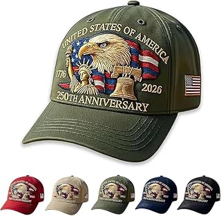 250 Anniversary USA Hat, USA 250th Anniversary Celebration Hat, Adjustable Retro Bald Eagle Patriotic Cap for Men Women