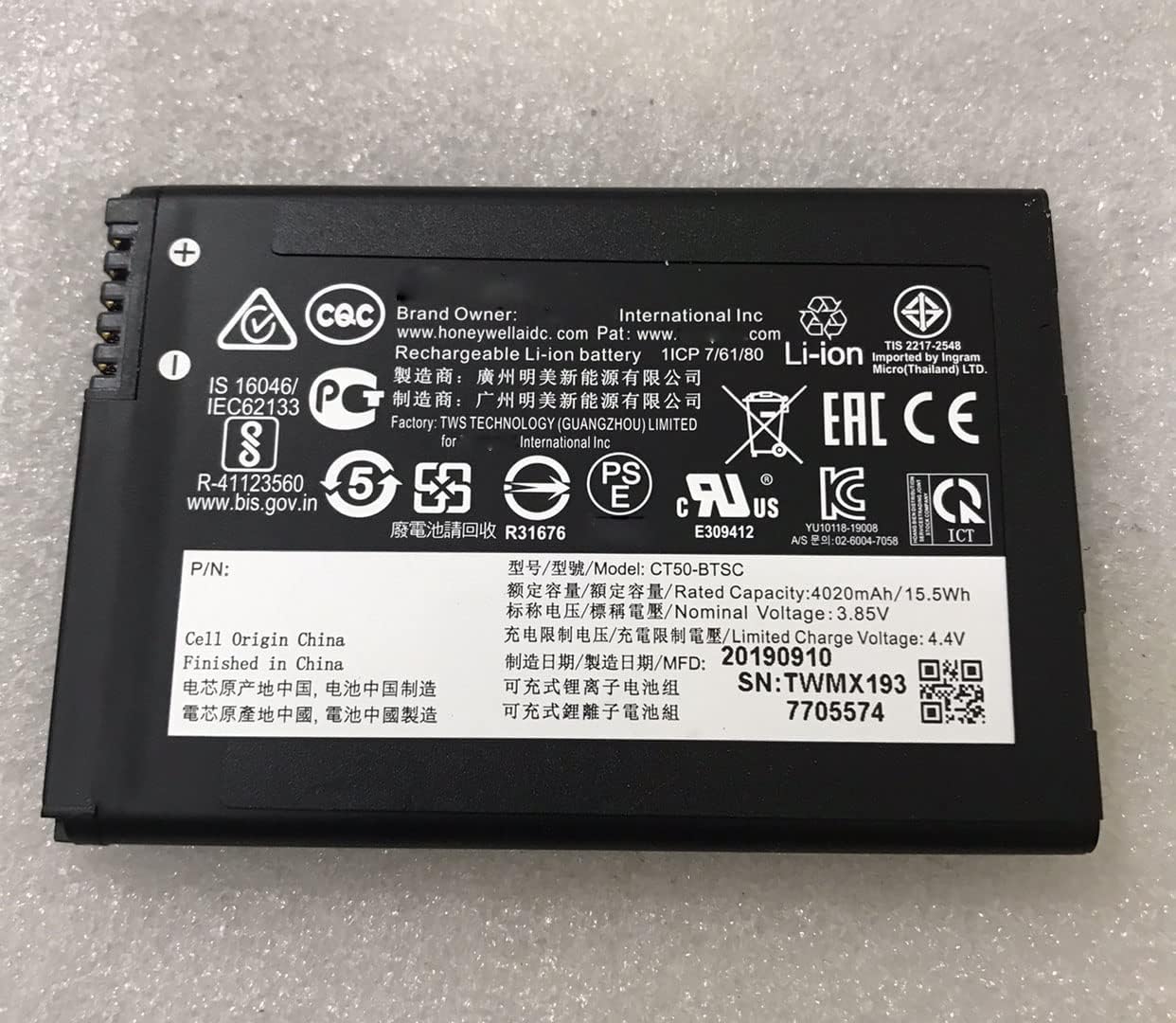 互換用の バッテリー Honeywell CT50-BTSC 4090mAh/15.5Wh 交換用の 電池 適用される for Ho