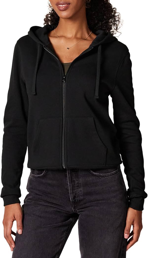 Sudadera con capucha y cierre de cremallera completa de forro polar de peso medio para mujer, con cordón ajustable (disponible en tallas plus) de Amazon Essentials