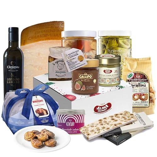 Alma Gourmet Cesta navideña Italian Taste of Italy | Cesta de regalo hecha a mano ideal como regalo de Navidad | Envuelta a mano en una cesta