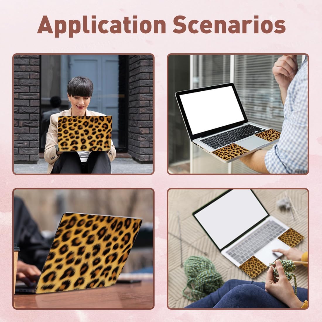 PLIGREAT Leopard Print Laptop Skin Stickers, Reusable Netbook Skin Sticker Vinyl Decals for PC Notebook Laptops Keyboard Cover Universal 12" 13" 13.3" 14" 15" Waterproof Laptop Case Protector Film