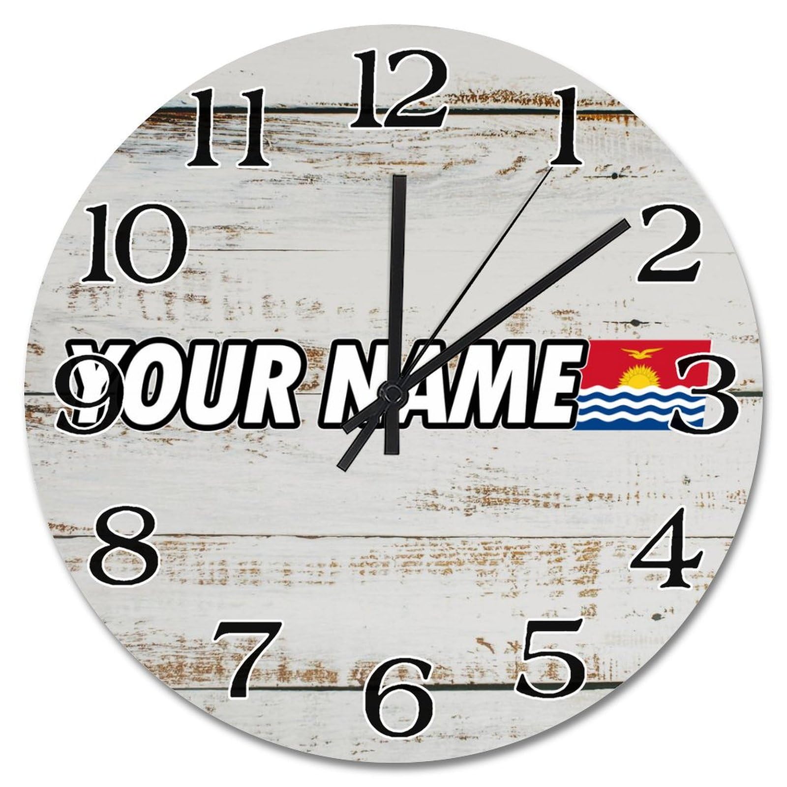 Horloge Kiribati silencieuse personnalisable pour decor mural vintage sans bruit