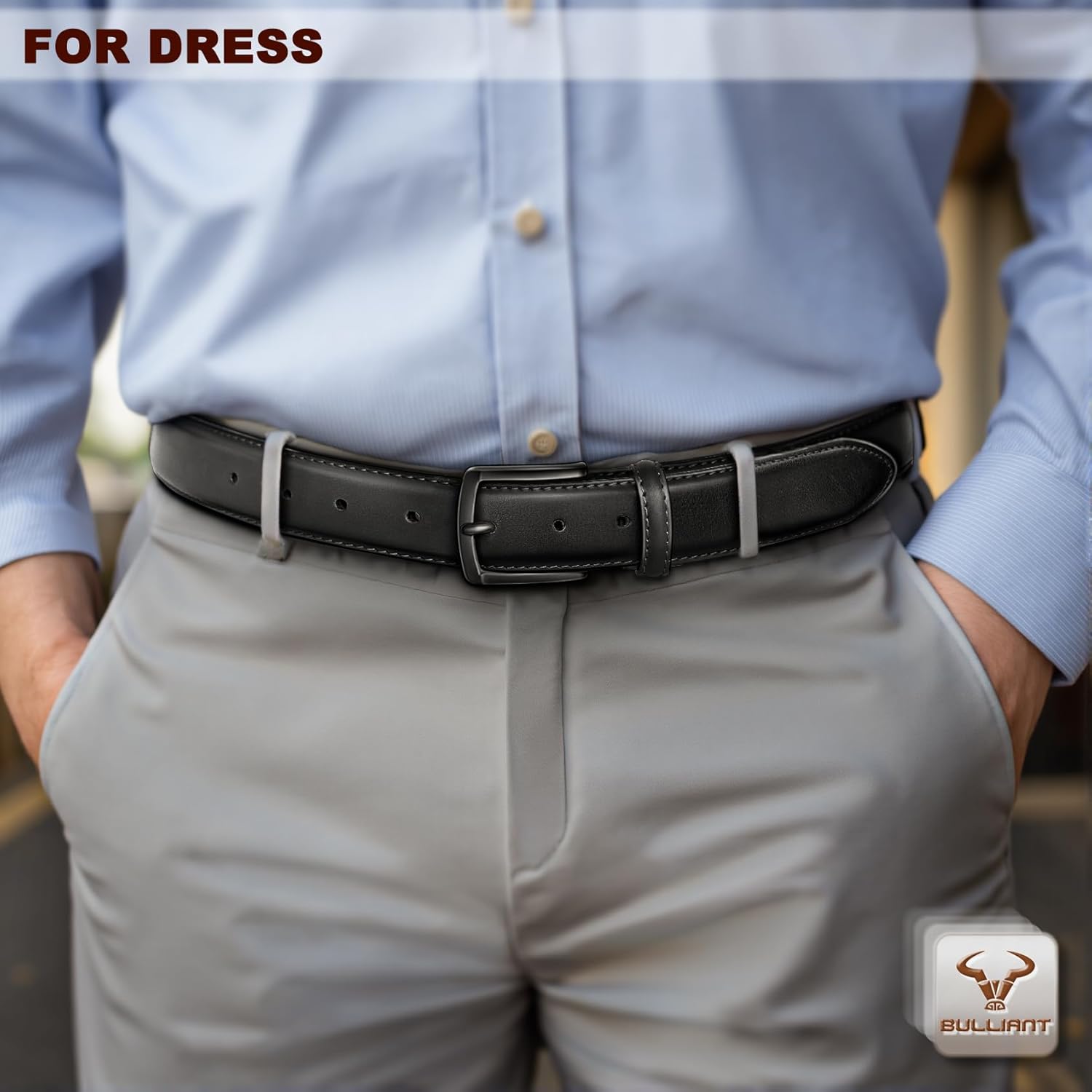 BULLIANT Men Belt 2Pack-Leather Belt 7Holes Comfortable For Men's Dress Casual Jeans 1 3/8" - Image 4