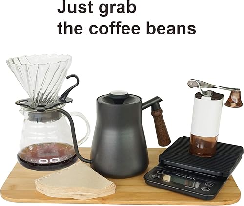 Miniatura 2 de Juego de cafetera para verter sobre cafetera, escala, servidor, taza de goteo, molinillo de frijoles, taza de cerámica, todo en 1, gran caja de