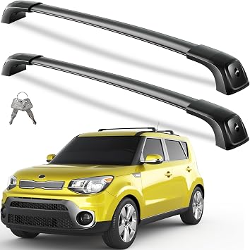Wonderdriver 330lbs Lockable Roof Rack Cross Bars Compatible with Kia Soul 2014 2015 2016 2017 2018 2019 Without Side Rails,Heavy Duty Aluminum Roof Rails Crossbars Cargo Black Rooftop Cargo Luggage