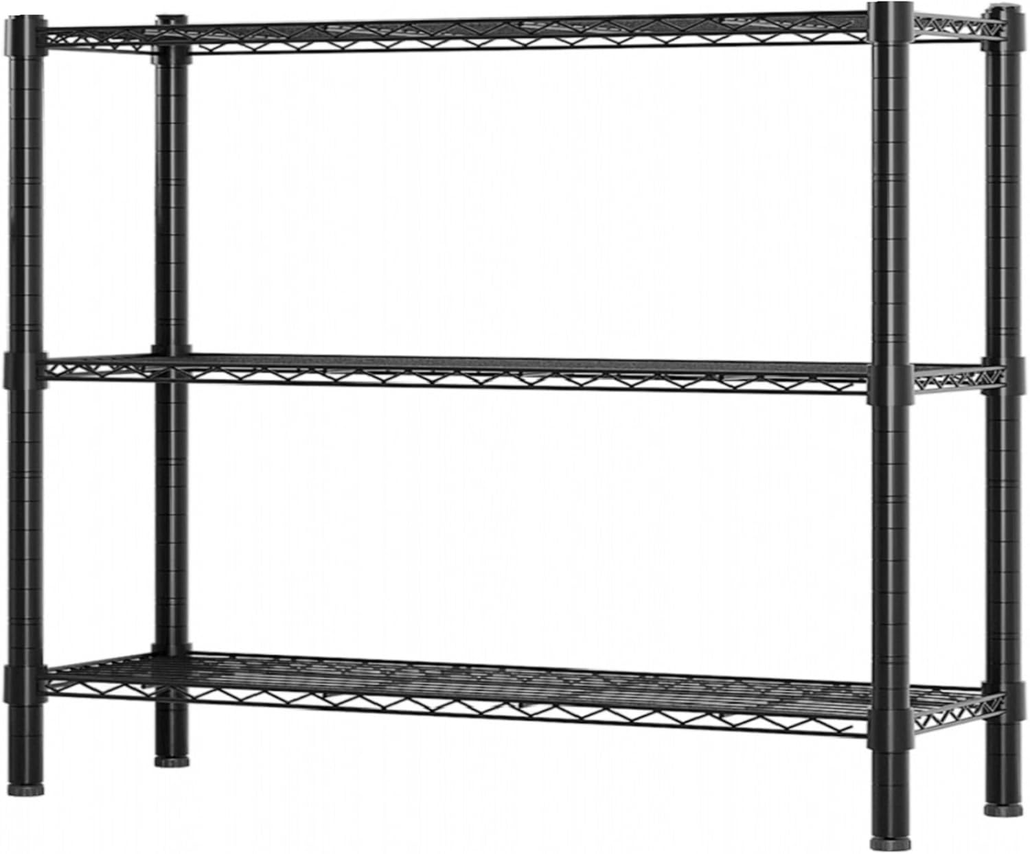 Standing Shelving Units, 36" W x 14" D x 32" H Metal Storage Shelves, Adjustable Carbon Steel Wire Shelving Rack Display Shelf for Garage Bathroom Kitchen Home Office (3-Tiers, Black) - Image 3