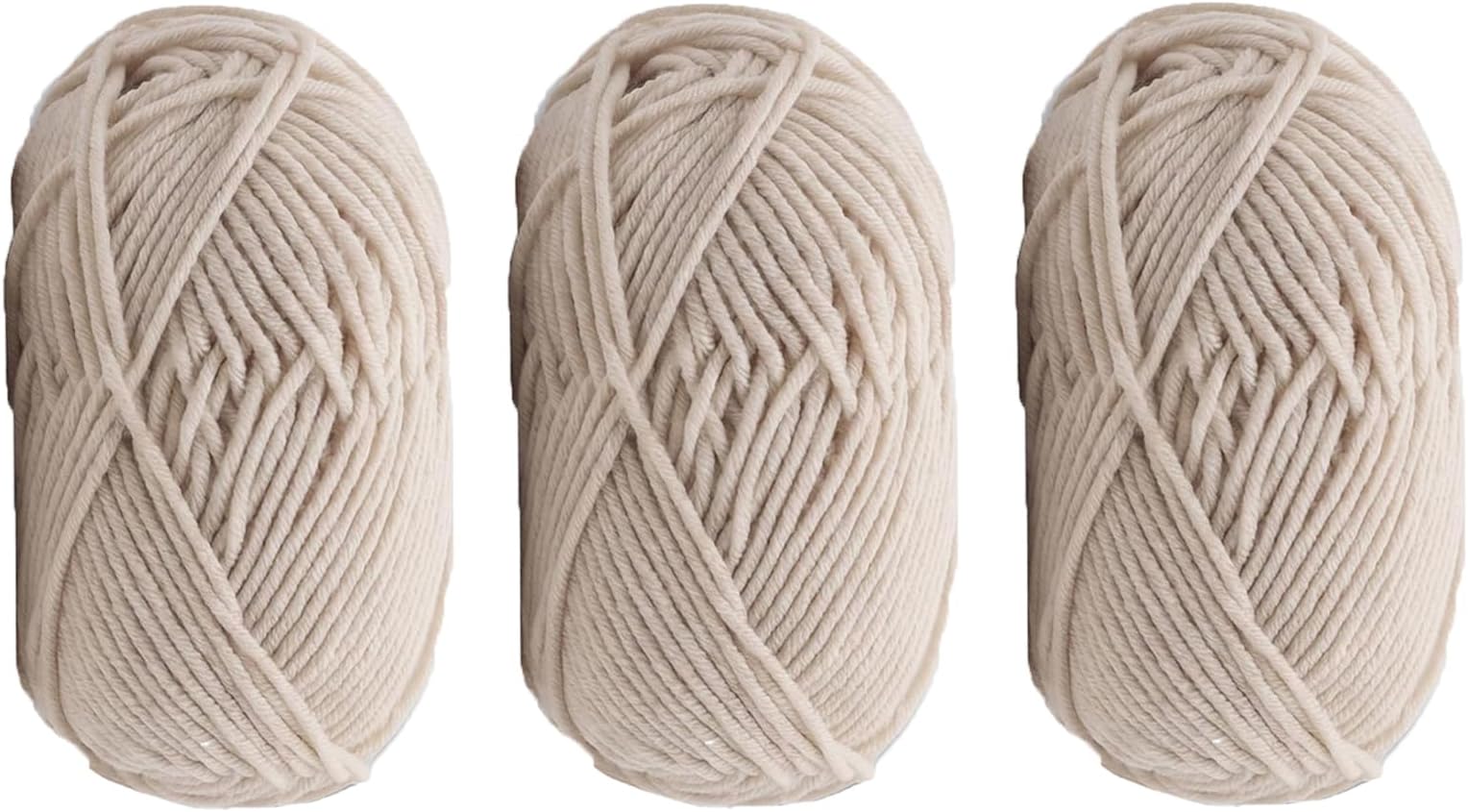 3Pcs 50g Milk Yarn Knitting Cotton Yarn Soft Chunky Hand-Woven Crochet Wool Yarn for Handcrafts Crocheting Knitting (Beige)
