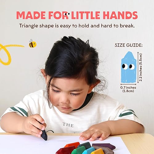 Miniatura 5 de Honeysticks - Ceras triangulares (paquete de 10) - 100% cera de abejas pura, colores de grado alimenticio, ceras no tóxicas para bebés, niños