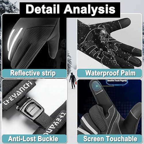 Miniatura 5 de Weitars Guantes de invierno para hombres y mujeres, guantes impermeables, guantes térmicos para el trabajo, guantes deportivos para correr,