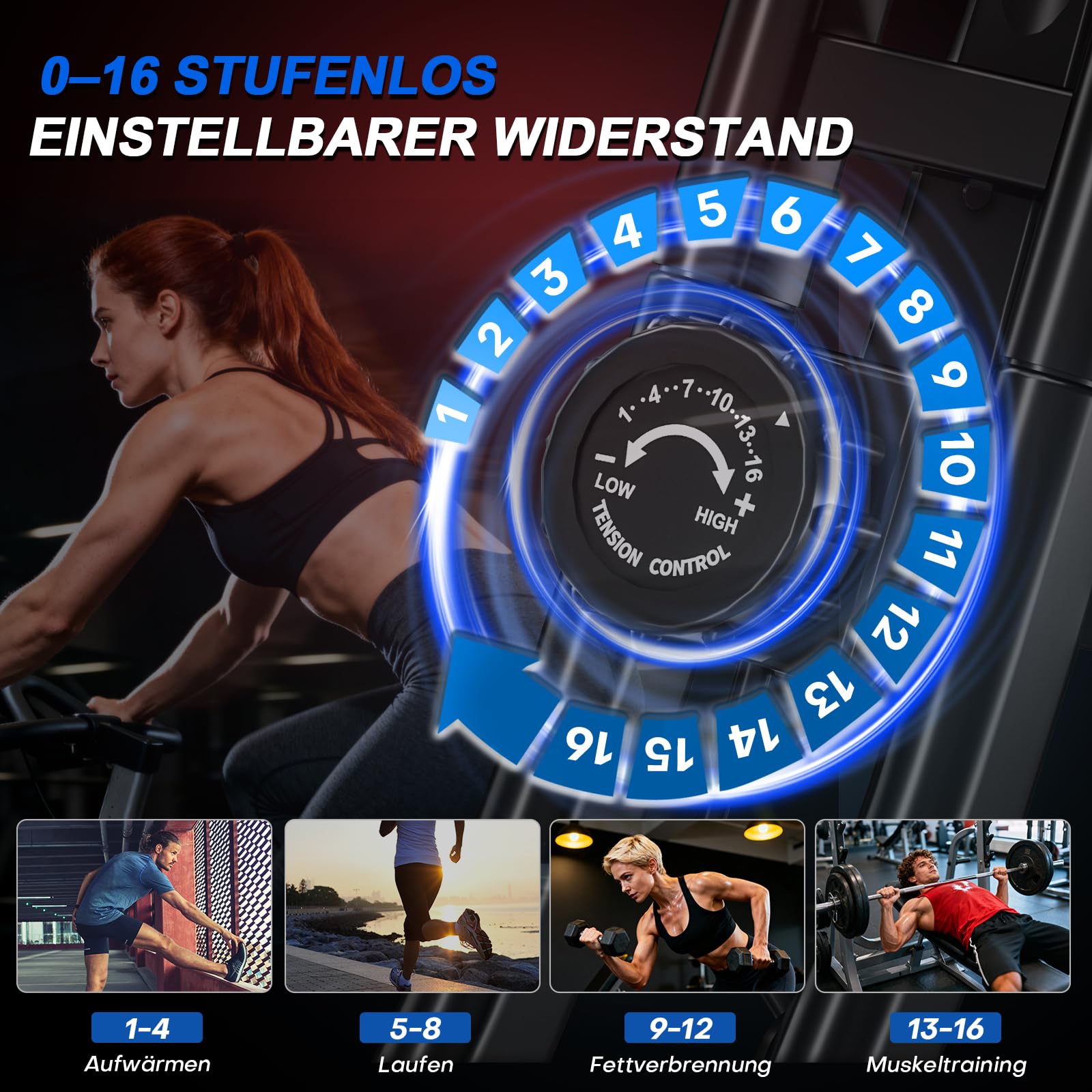 Heimtrainer Fahrrad mit App, Neu Hometrainer Fahrrad mit stabilem Doppeldreieckrahmen, Klappbar Ergometer Heimtrainer mit 10dB extra Leise, Indoor Bike für Kardio-Training zu Hause, Bis 160KG
