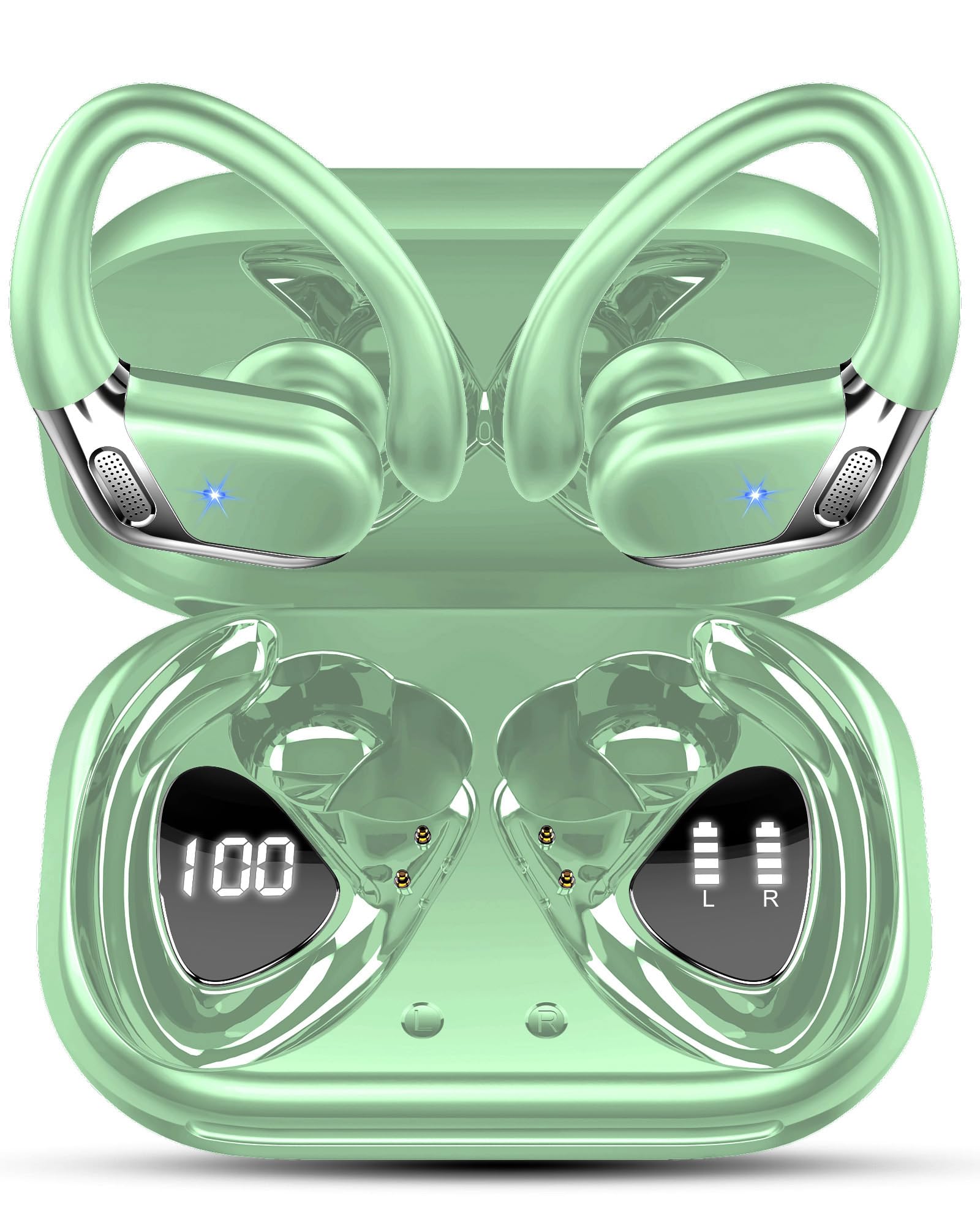 Auriculares inalámbricos Bluetooth Deportivos, Auriculares Bluetooth 5.4 HiFi Estéreo con 4 HD Mic, 50H Cascos Inalambricos con Cancelacion Ruido ENC, IP7 Impermeable Cascos para Running/Pantalla LED — view 13