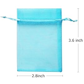 Akstore 100Pcs 2.8x3.6(7x9cm) Gift Bags Drawstring Organza Jewelry Pouches (Light Blue)
