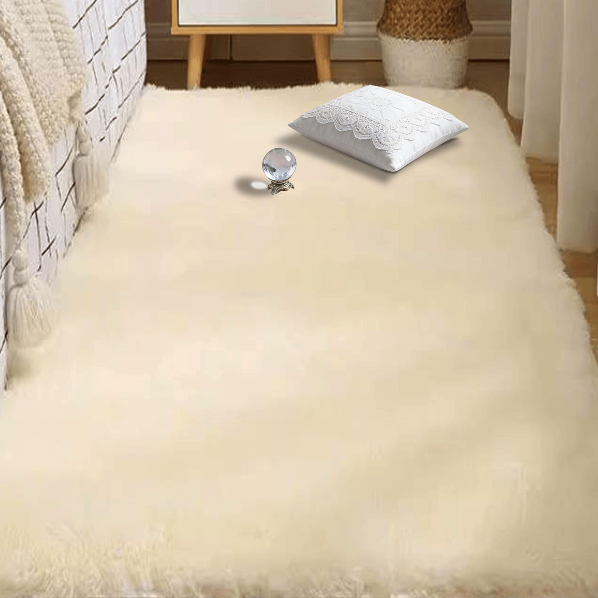 Tapis lavable 200 x 290 cm pelucheux pour éliminer le froid du salon