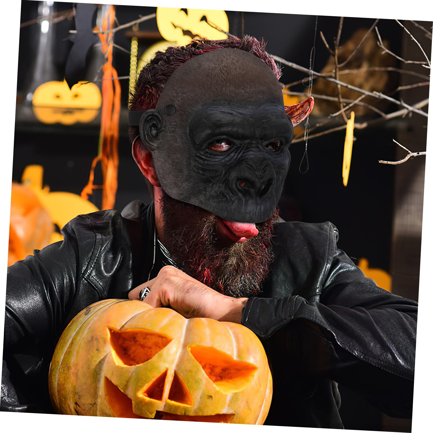 Veemoon Masque De Singe En Mousse Pour Enfants Et Adultes - Masque Orang-Outan Pour Halloween Et Fêtes Accessoire De Déguisement Comique Et Effrayant