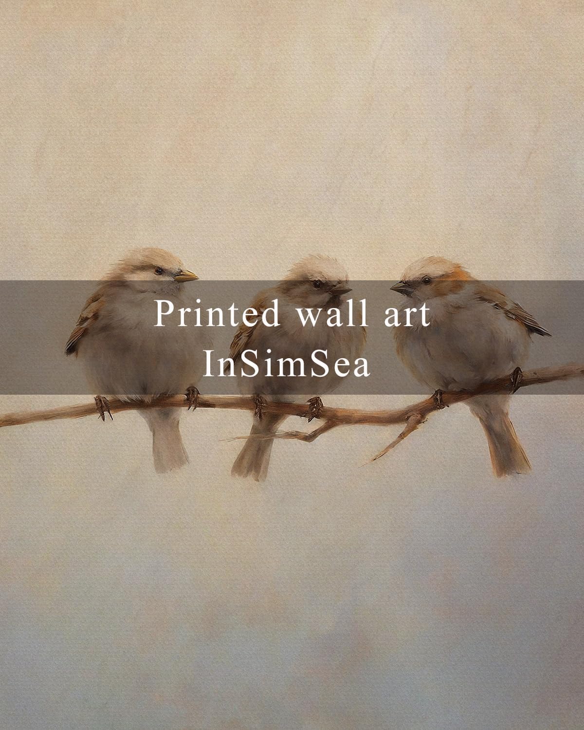 InSimSea Vintage Framed Wall Art, Three Birds Prints Vintage Wall Decor, Bedroom Living Room Bathroom Office Rustic Canvas Art 12x16in