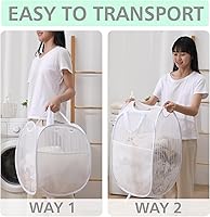 Vista 3 de Solidly Handy - Cesta desplegable de malla para lavandería, plegable, ligera, para lavar, almacenamiento de ropa duradera para habitación de niños