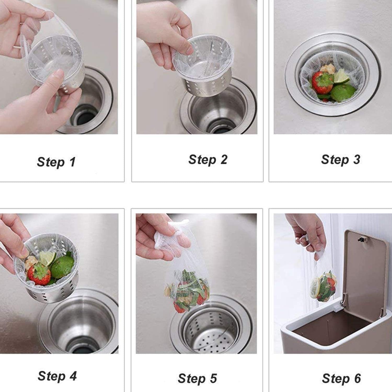Kitchen Sink Strainer Mesh Bag- 100 PCS Disposable Sink Net Strainer Filter Bags for Sink Drain for Collecting Kitchen Food Waste Leftover Garbage
