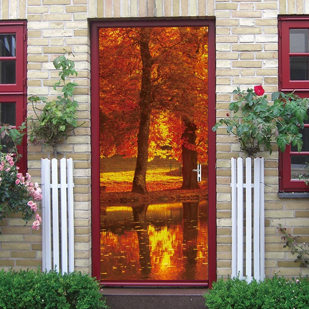Adesivi Murali 3D Per Porta, Effetto Tramonto, Autoadesivi, 77x200 Cm, Per Soggiorno E Camera Da Letto, Rimovibili, PVC Ecologico