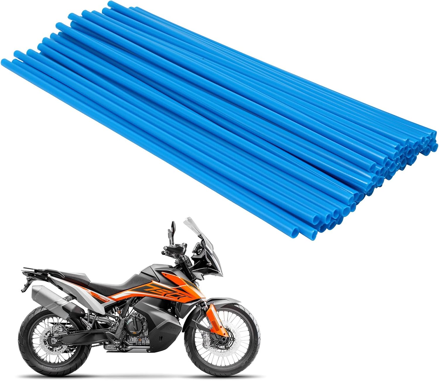 Waziaqoc 72 Pack White Spoke Covers, Spoke Skins for 8-21 Inch Rims - Universal Decoration and Protector for Dirt Bike, Bicycle, Wheelchair, Motorcycle