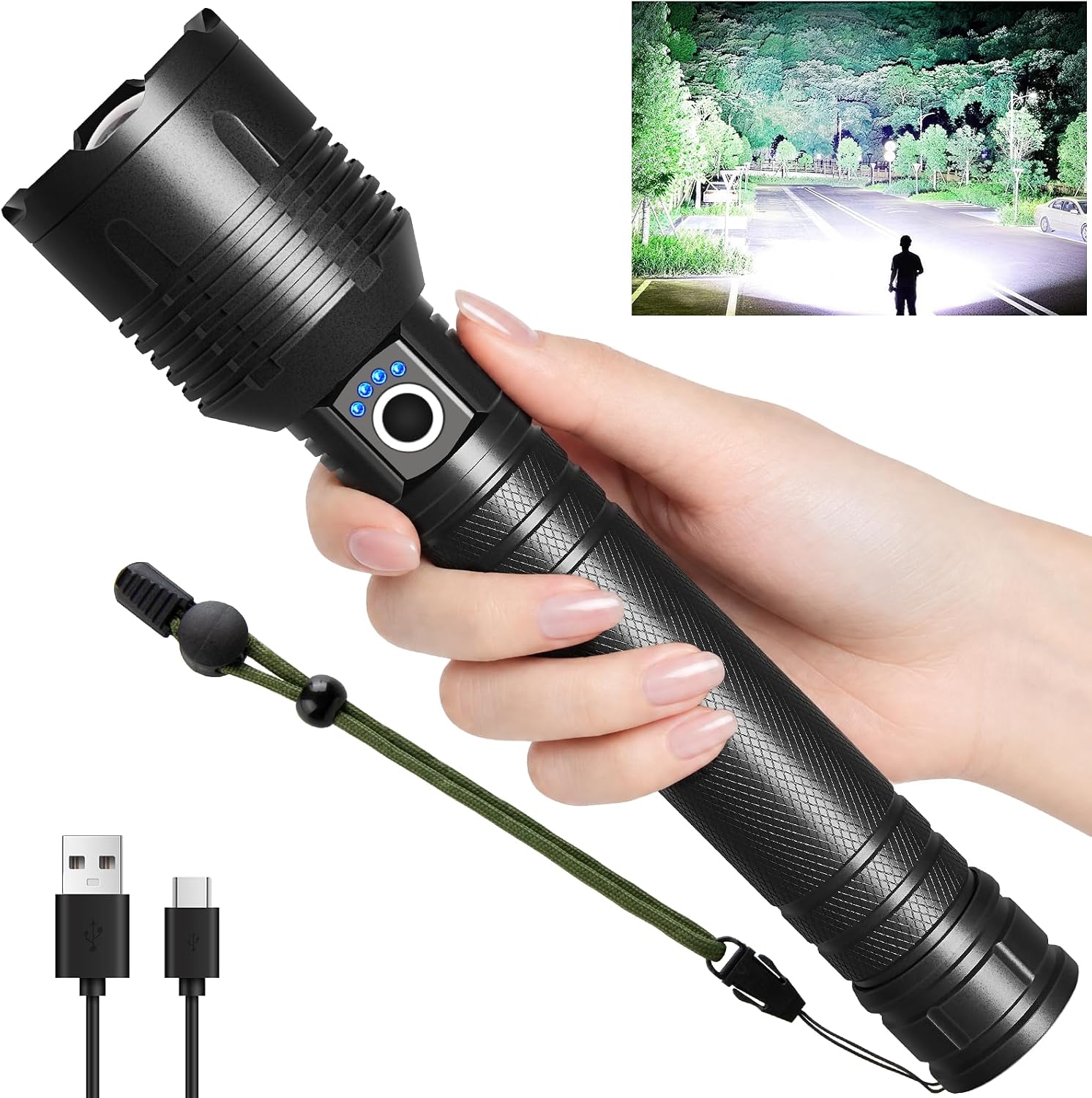 Rechargeable LED Flashlights 99000 High Lumens for Camping Home Emergencies