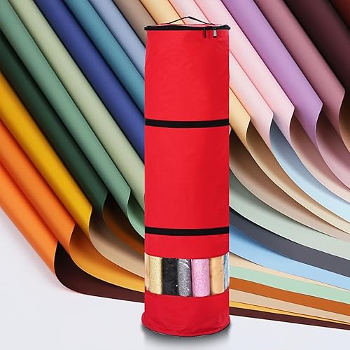 Miniatura 6 de Rollos de papel de regalo, organizador de almacenamiento, cilindro de 40 pulgadas con asas y parte superior con cremallera, contenedor de tubo