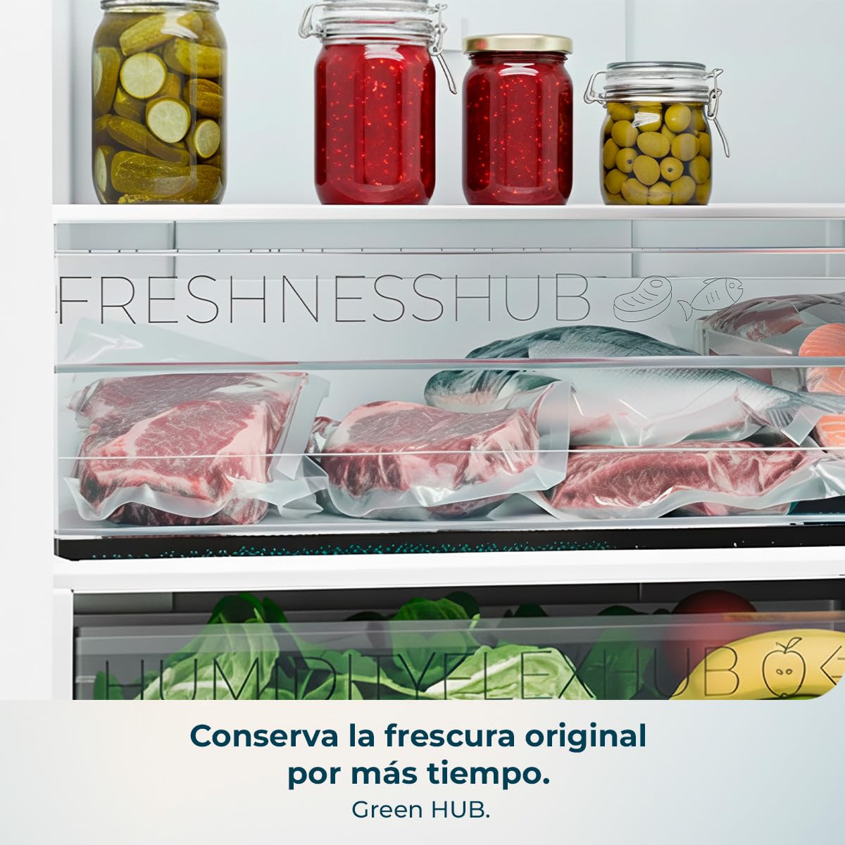 Cecotec Frigorífico Combi Total No Frost de 322L Bolero CoolMarket Combi 322i WD Inox E. 185,5 cm de Alto, 59,5 cm de Ancho, Clase E, Tecnología Multi Airflow, HumidityFlex HUB, LED Interior, Inox