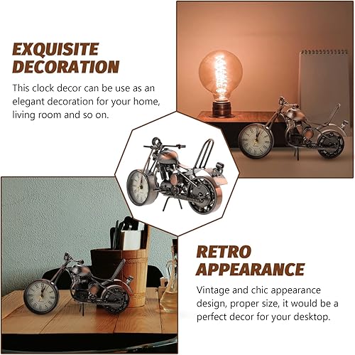 Miniatura 9 de FOMIYES Decoración de la motocicleta Figura de la motocicleta reloj despertador de mesa Retro clásico hecho a mano de hierro forma de motocicleta