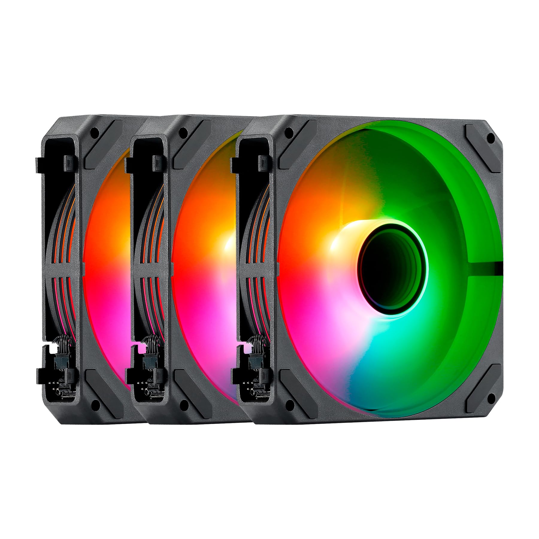 Abysm Gaming Arclight 2.0 ARGB Kit 3 en 1 Black – Pack de 3 Ventiladores 120mm con Iluminación ARGB, Conexión en Serie (Clic&Go), PWM, 1500 RPM – Negro