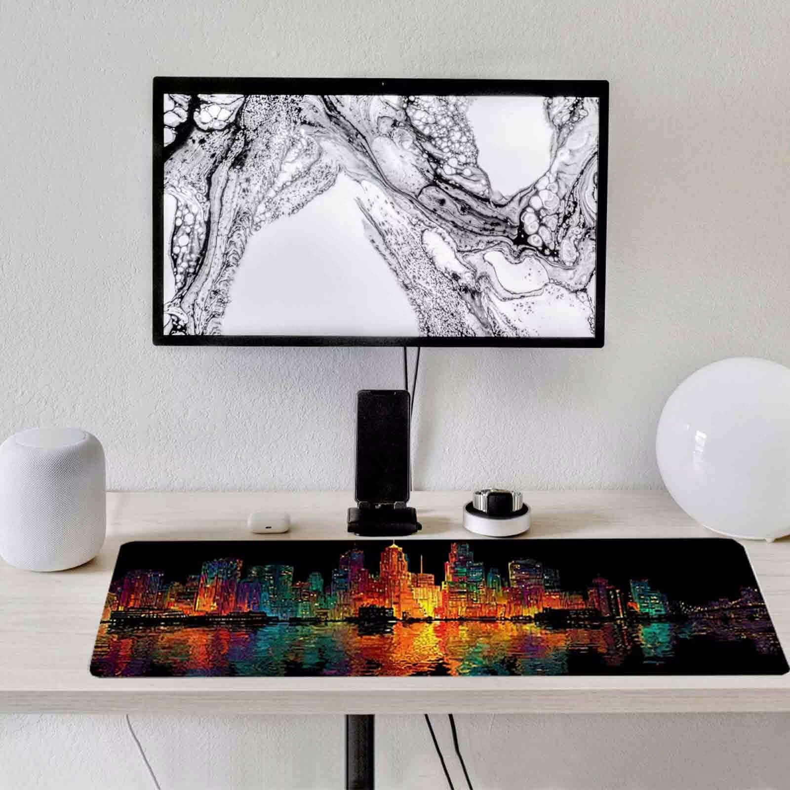 Kolorowa podkładka pod mysz miejska XXL podkładka pod mysz 1000 x 500 mm podkładka pod mysz ze zszytymi krawędziami i gumową podstawą antypoślizgowa podkładka pod mysz XXL do komputera, laptopa