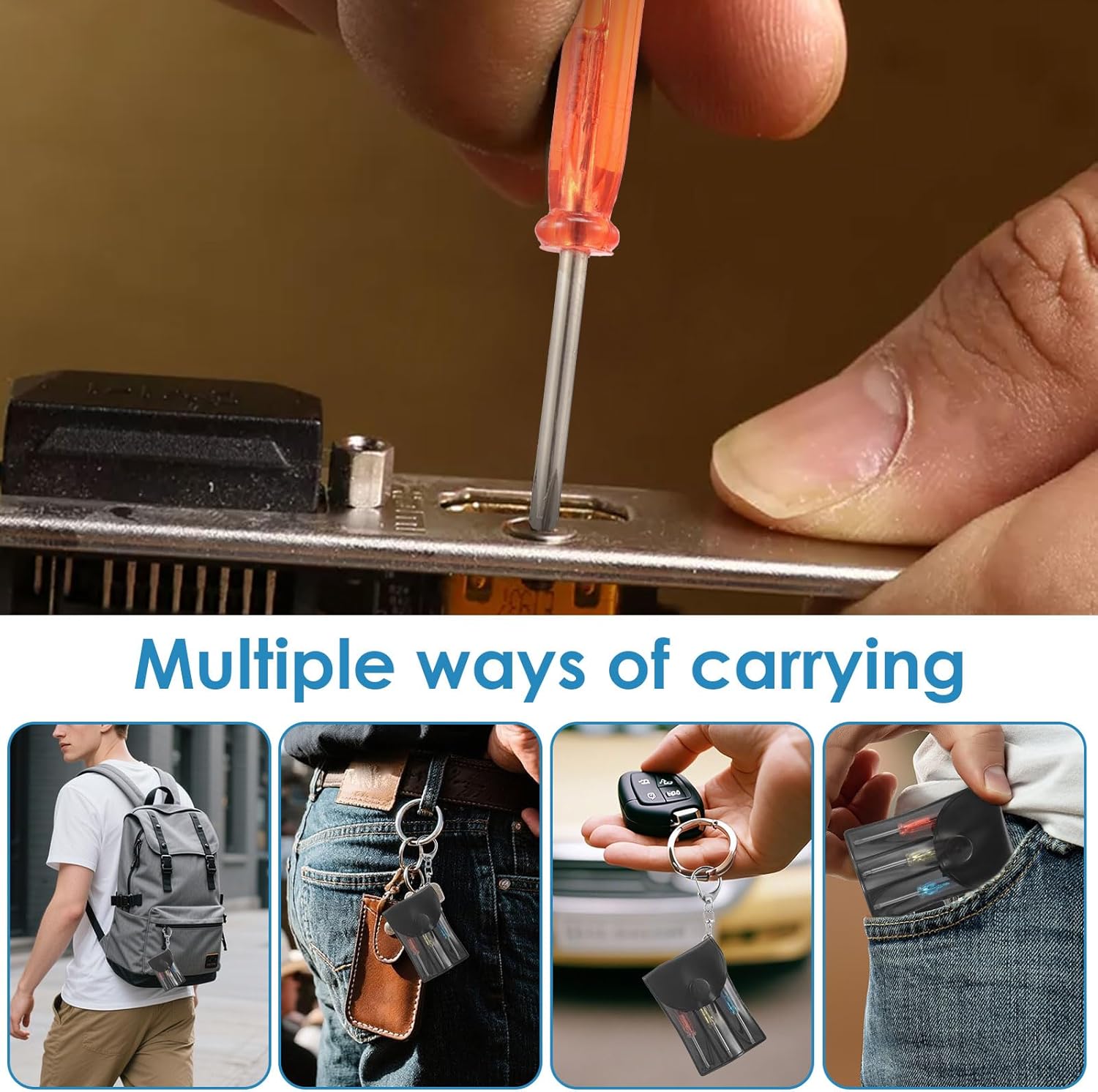 Mini Screwdriver Set with Keychain, 20 Pack Mini Screwdriver Keychain Set, 3 Screwdrivers in a Portable Pouch with Snap & Hook, Small Toolkit Gifts Bulk for Man Farther