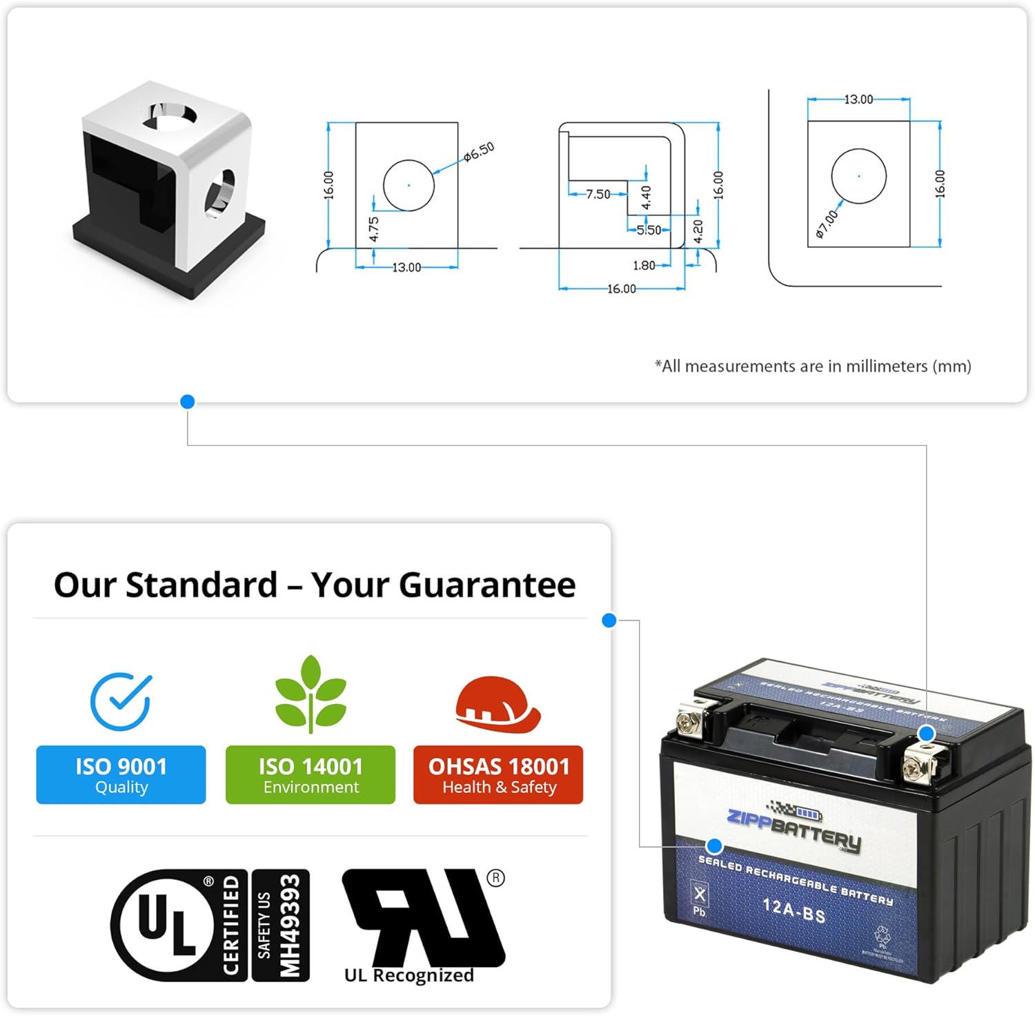 Rechargeable YTX12A-BS Power Sport Battery Replacement for Scooter Battery for KYMCO People GT Year (all years until ’16)