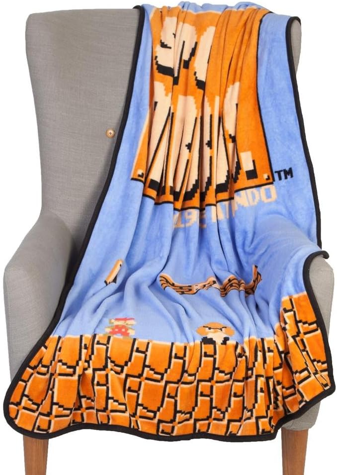 Bioworld Nintendo Super Mario Bros Retro Fleece Throw Blanket, 48" x 60"
