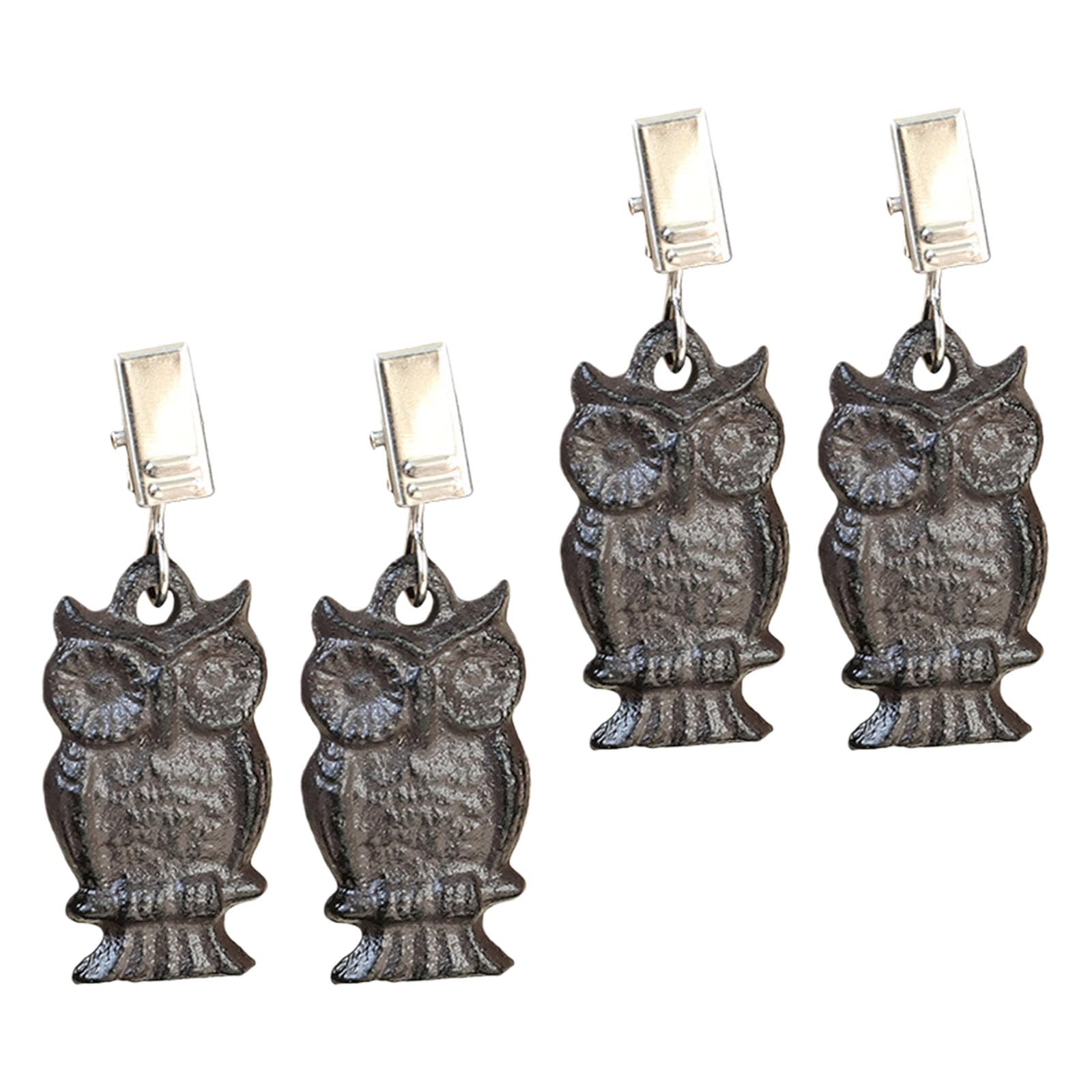 Piceioep Cast Irons Heavy Duty Tablecloth Weights Owl Pendant Tablecloth Weights Clips Set Table Cloth Cover Clamps for Home Cast Irons Owl Clips