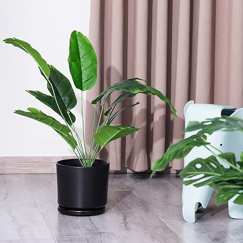 Miniatura 2 de Ekirlin Macetas de 5 pulgadas, macetas de cerámica para interiores, recipientes modernos para suculentas con platillo de orificio de drenaje,