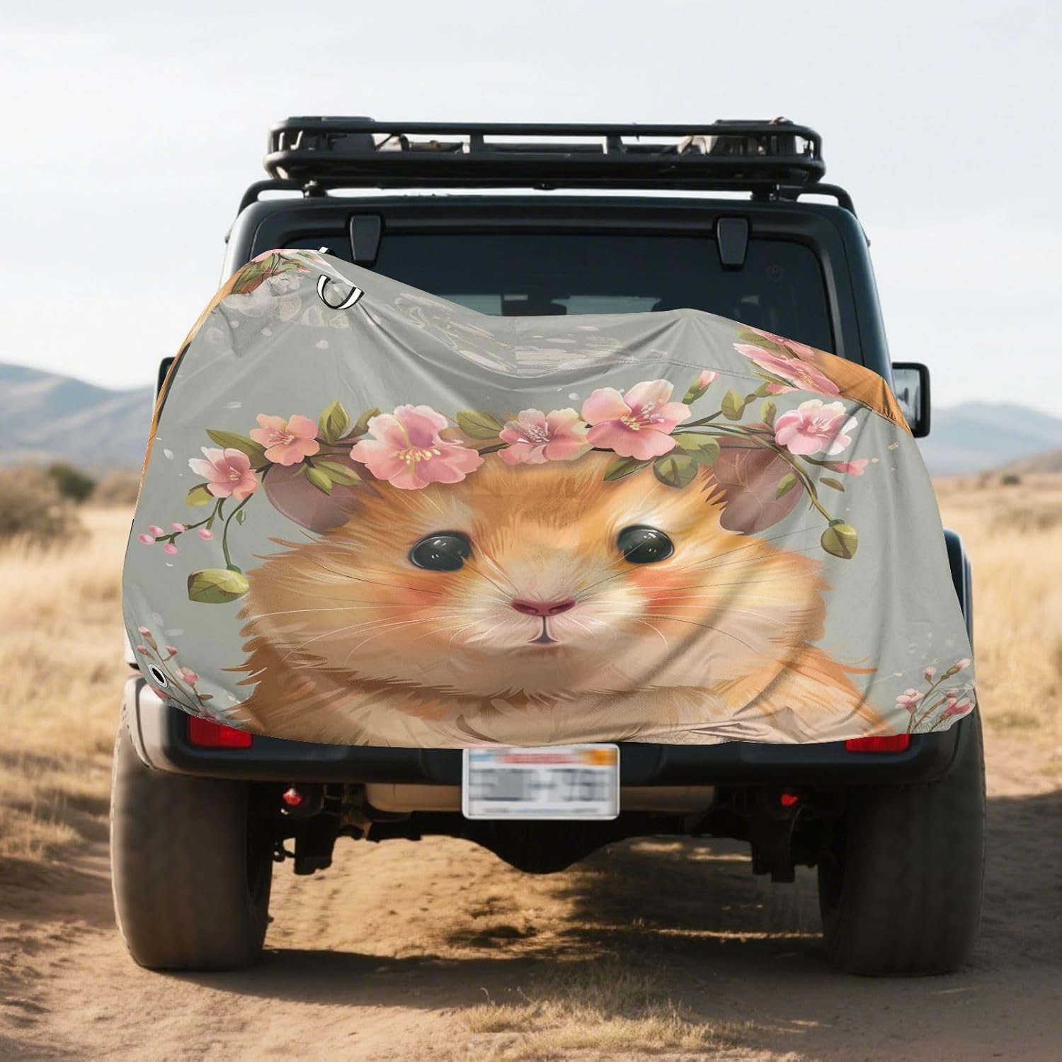 ALAZA Cute Hamster Garland Flower Bike Cover Waterproof Outdoor Ebike Bicycle Covers Tarp Protection for 1/2 Bikes, Sun UV Dust Wind Proof