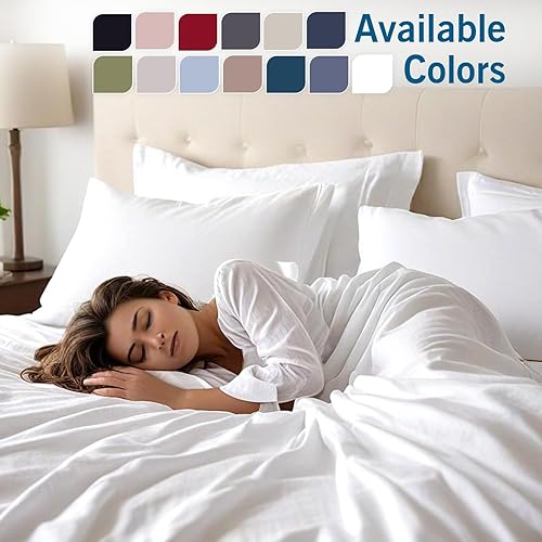 Miniatura 6 de Juego de sábanas tamaño Queen 100% algodón egipcio, 4 piezas, sábanas de alta calidad con acabado satinado, bolsillo extra profundo, incluye 1