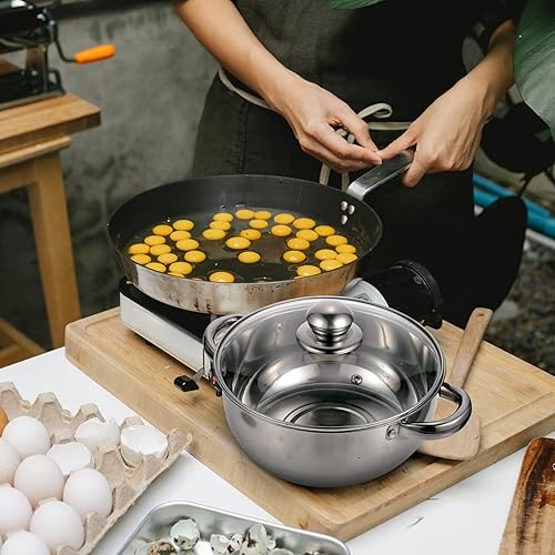 Miniatura 4 de Cabilock - Olla de vapor de acero inoxidable resistente con asas, tapa de cristal, multiuso, olla de salsa, olla de sopa, juego de olla de vapor