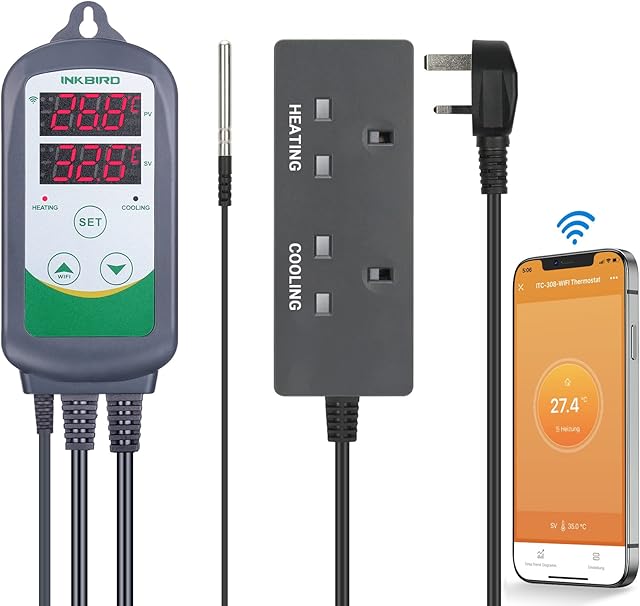 Inkbird Digital Wireless Thermostat, ITC-308-WiFi Temperature Controller Heating Cooling Remote Control