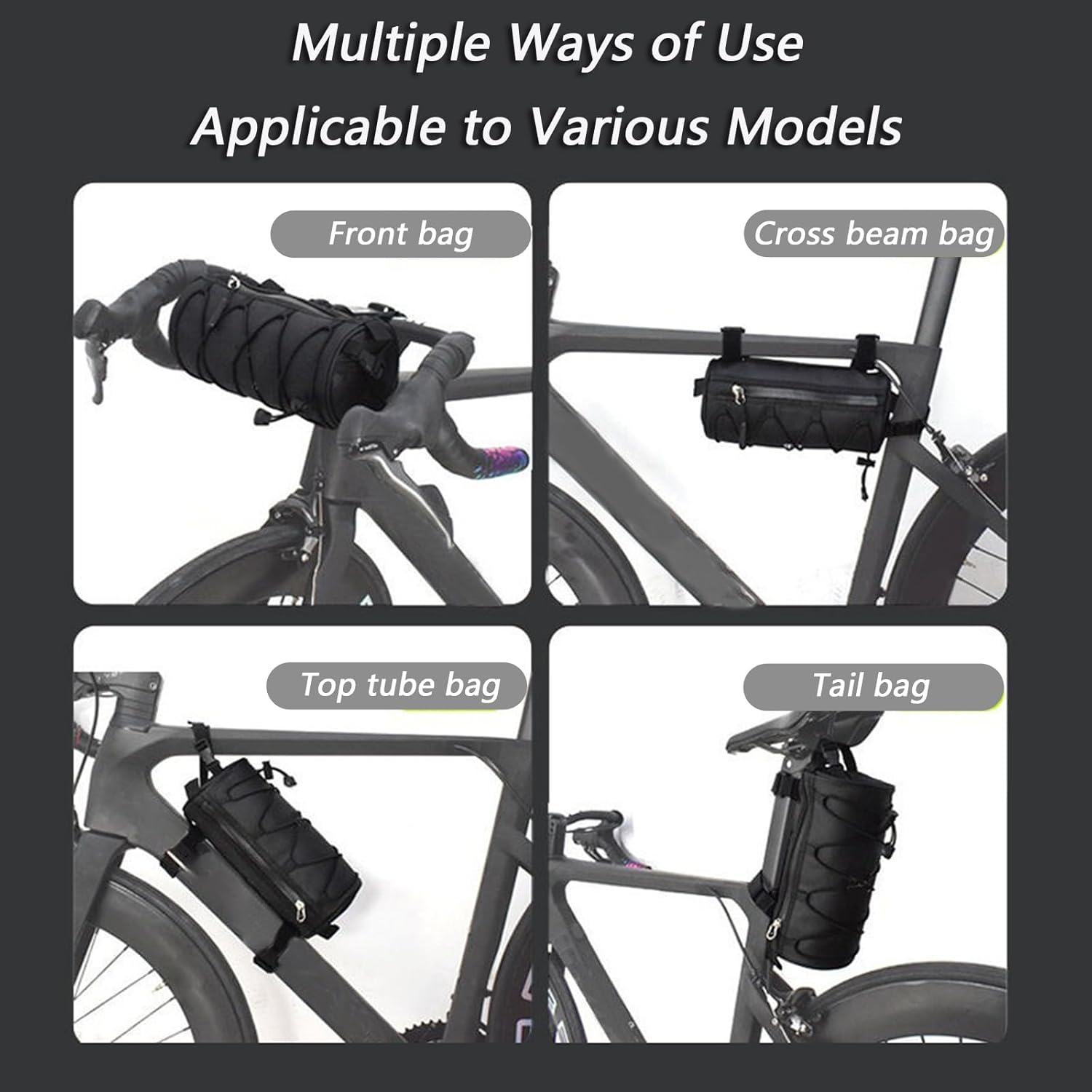 Bike Handlebar Bag for Electra Verse Fitness Bike Townie Go! Ponto Go!, Handy Front Bike Bags Bicycle Front Frame Storage Pouch Frame Storage Roll Bag, Fits Most Mountain and Road Bicycles