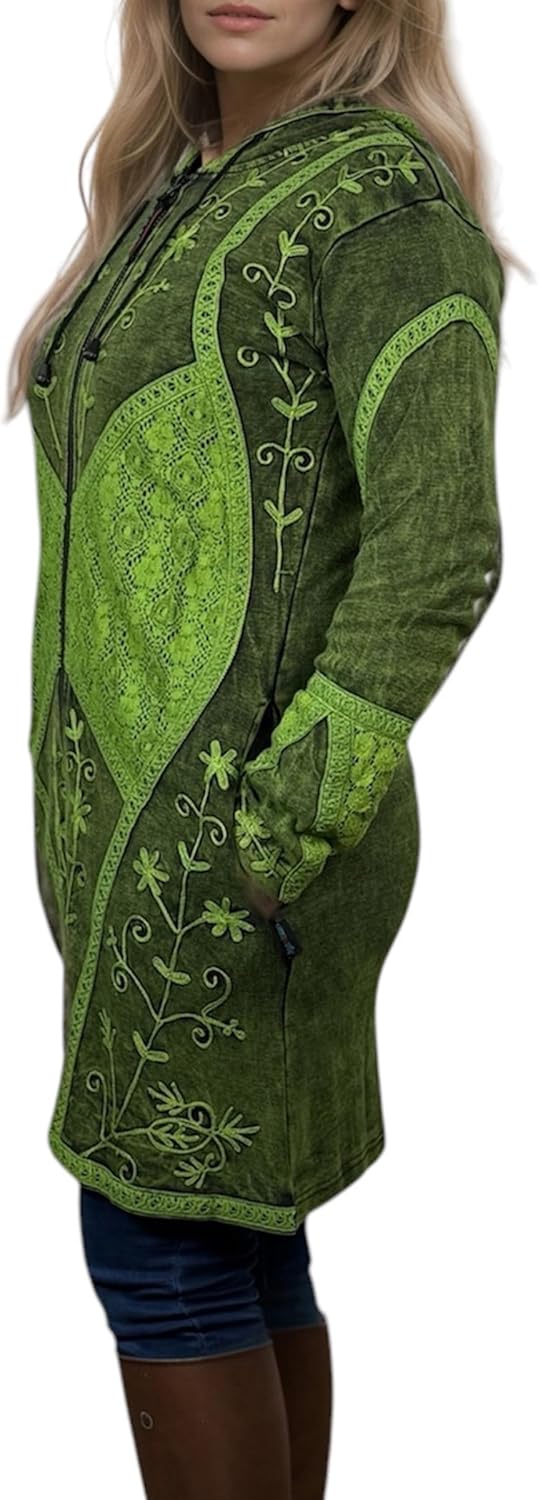 Agan Traders Women's Bohemian Patchwork Distressed Long Jackets for Women