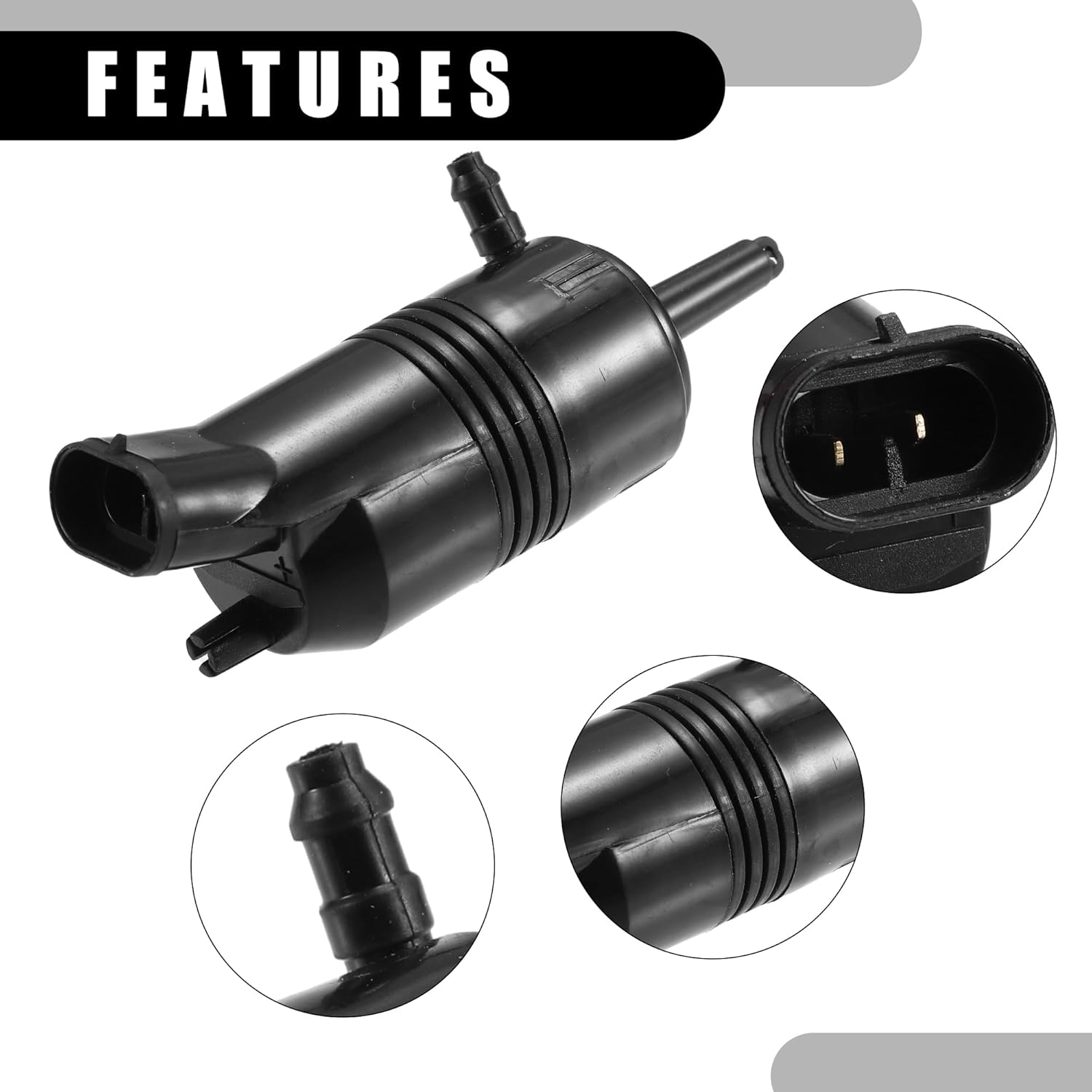 Rear Windshield Washer Pump No.22127573 - Car Windshield Washer Pump Motor Replacement - for Chevrolet for Buick for GMC for Cadillac Plastic Black - 1 Pc