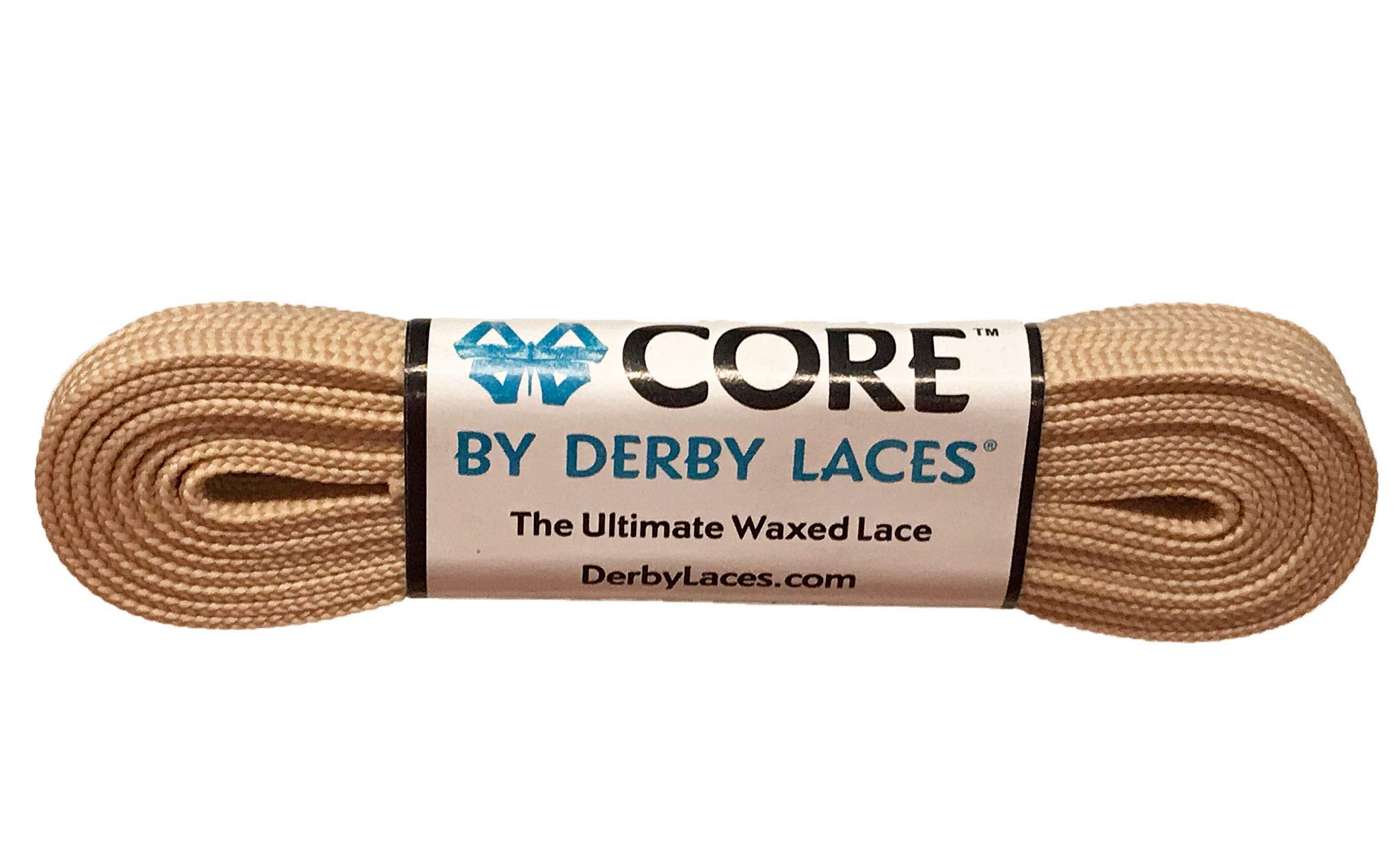 Derby Laces CORE Narrow 6mm Waxed Lace for Figure Skates, Roller Skates, Boots, and Regular Shoes (Tan, 120 Inch / 305 cm)