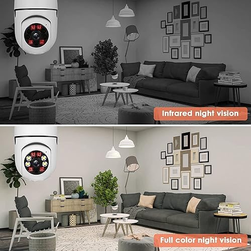 Miniatura 5 de Cámara de seguridad con bombilla WiFi 1080P, cámara de seguridad de 360 grados inalámbrica para exteriores, cámaras de seguridad interiores para