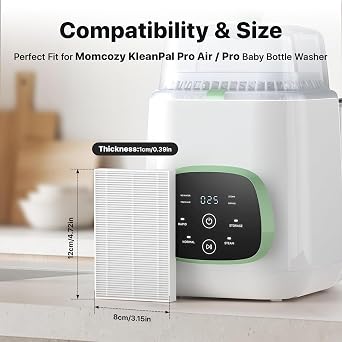 12 Pack Filter Replacement Compatible with Momcozy KleanPal Pro Baby Bottle Washer, 99.97% Filtration Efficiency, Air Filters for Drying, Essential Baby Bottle Cleaner Accessories