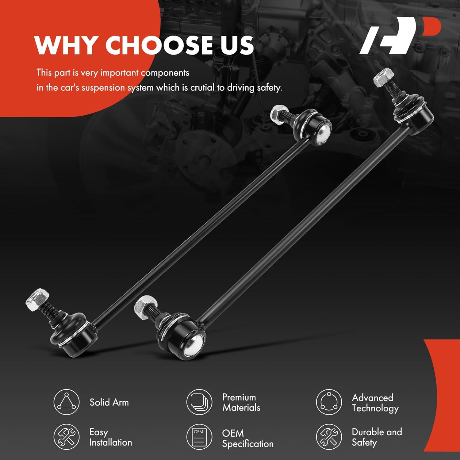 A-Premium 2 x Front Sway Bar Links Stabilizer Bar Links, Compatible with Kia Sedona 2006-2014, Hyundai Entourage 2007-2009